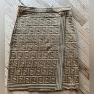 Fendi maglia zucca FF logo wrap around skirt